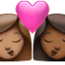 👩🏽‍❤️‍💋‍👩🏾 kiss: woman, woman, medium skin tone, medium-dark skin tone display on Apple